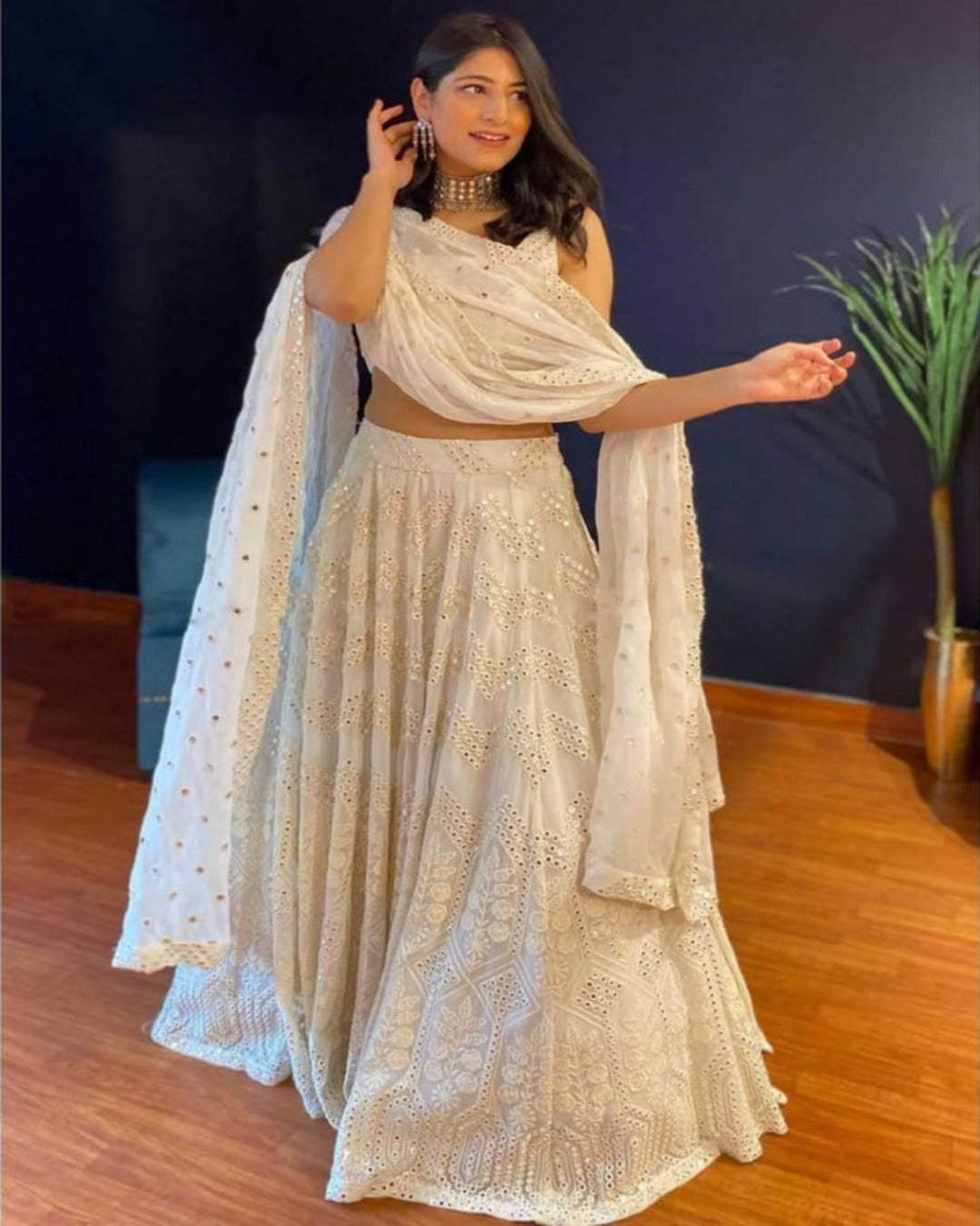 white lehenga