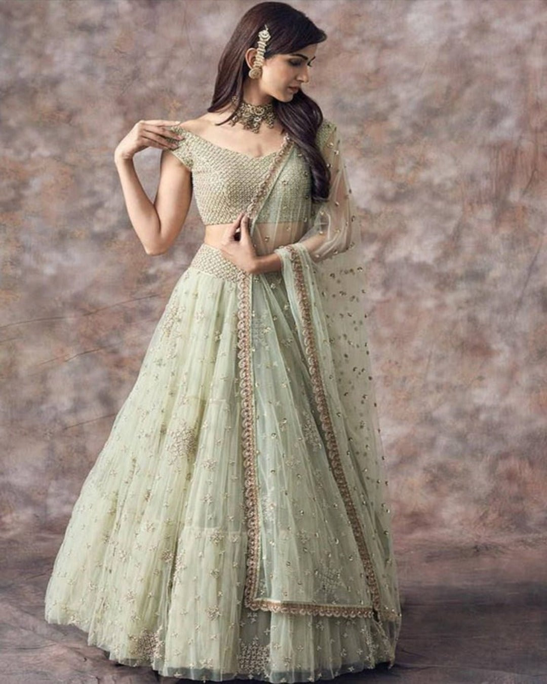 Bottle Green color Lehenga Choli with Heavy Embroidery work