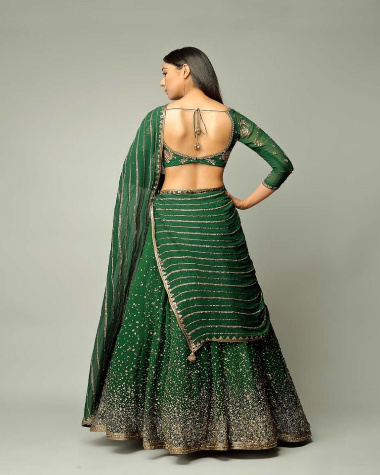 Ravishing Look Georgette Base Green Color Embroidered Lehenga Choli –  Fabvilla