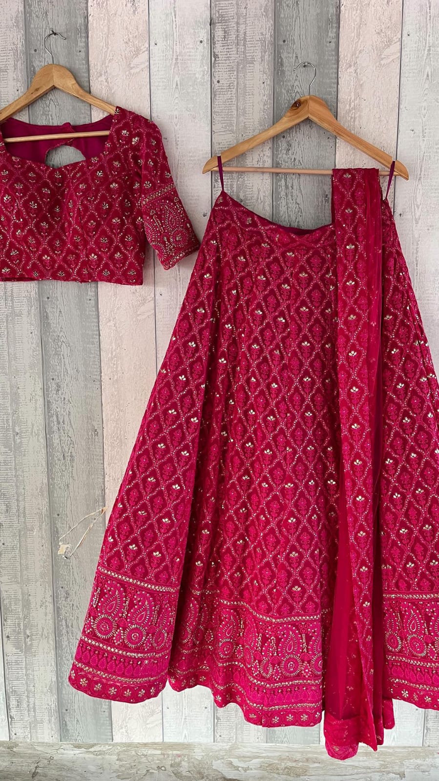 Pink Color Party Wear Georgette Base Full Flared Embroidery &  Sequence Work Lehenga Choli
