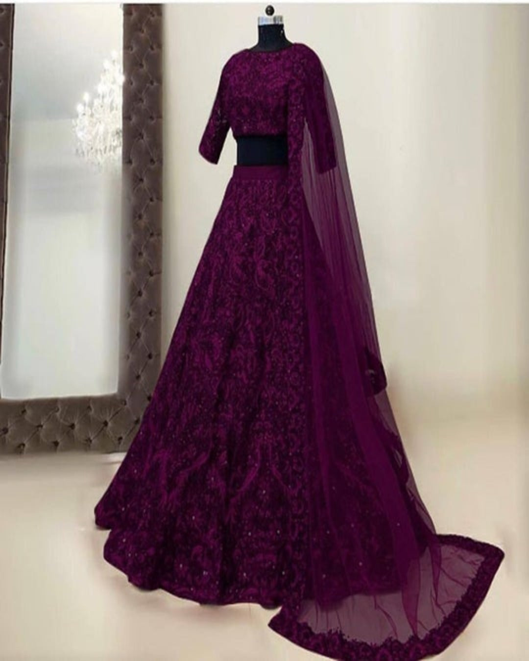 Buy Laalzari Women Embroidered Flared Lehenga Choli Set | Wine Color Women  | AJIO LUXE