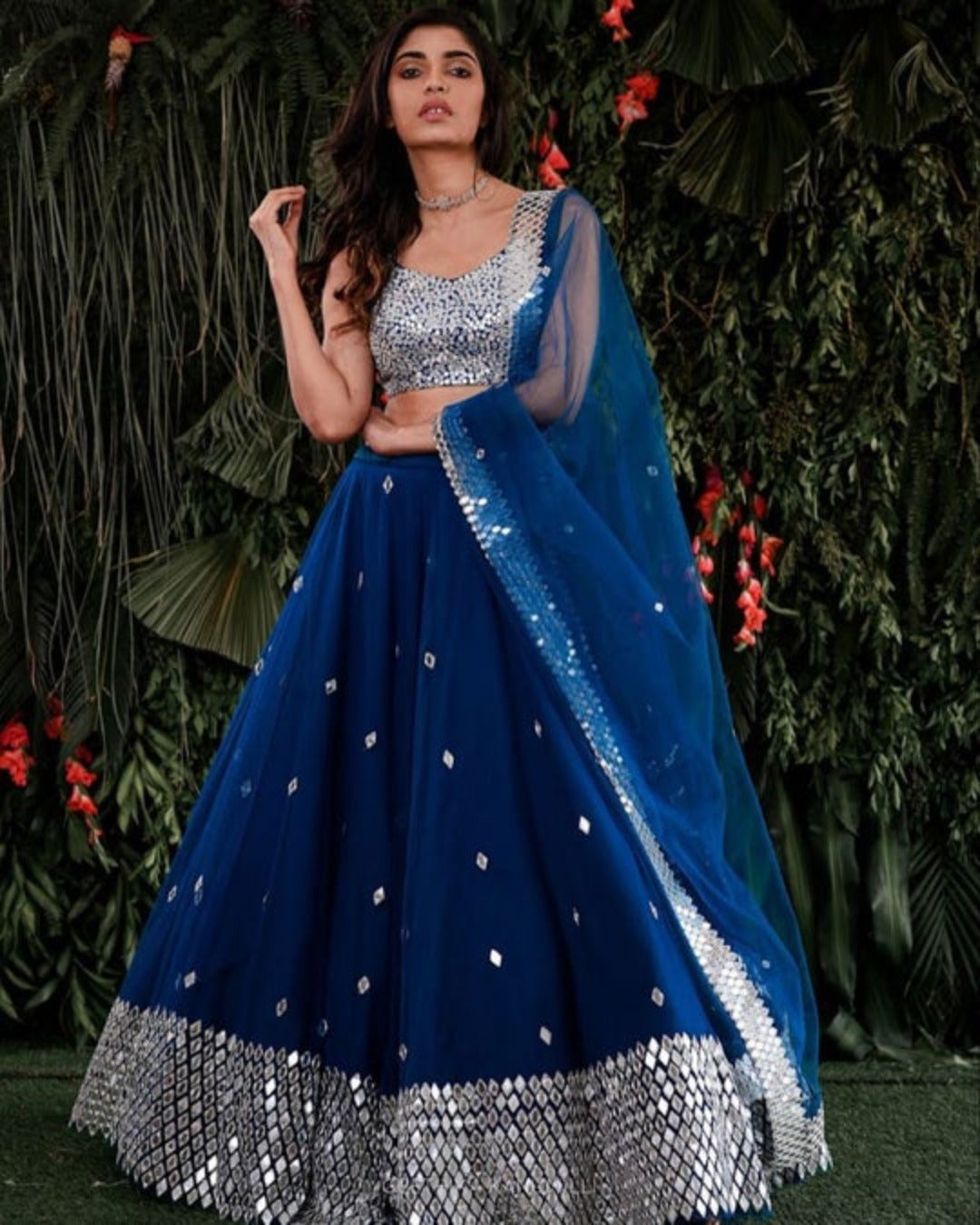 Electric Blue Organza Embroidered Lehenga Set Design by Angad Singh at  Pernia's Pop Up Shop 2024