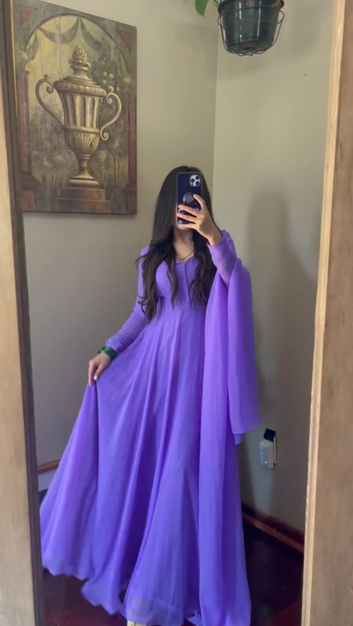 Gorgious Purple Color Georgette Base Designer Look Anarkali Suit With Churidar & Duppata Set Of - 3