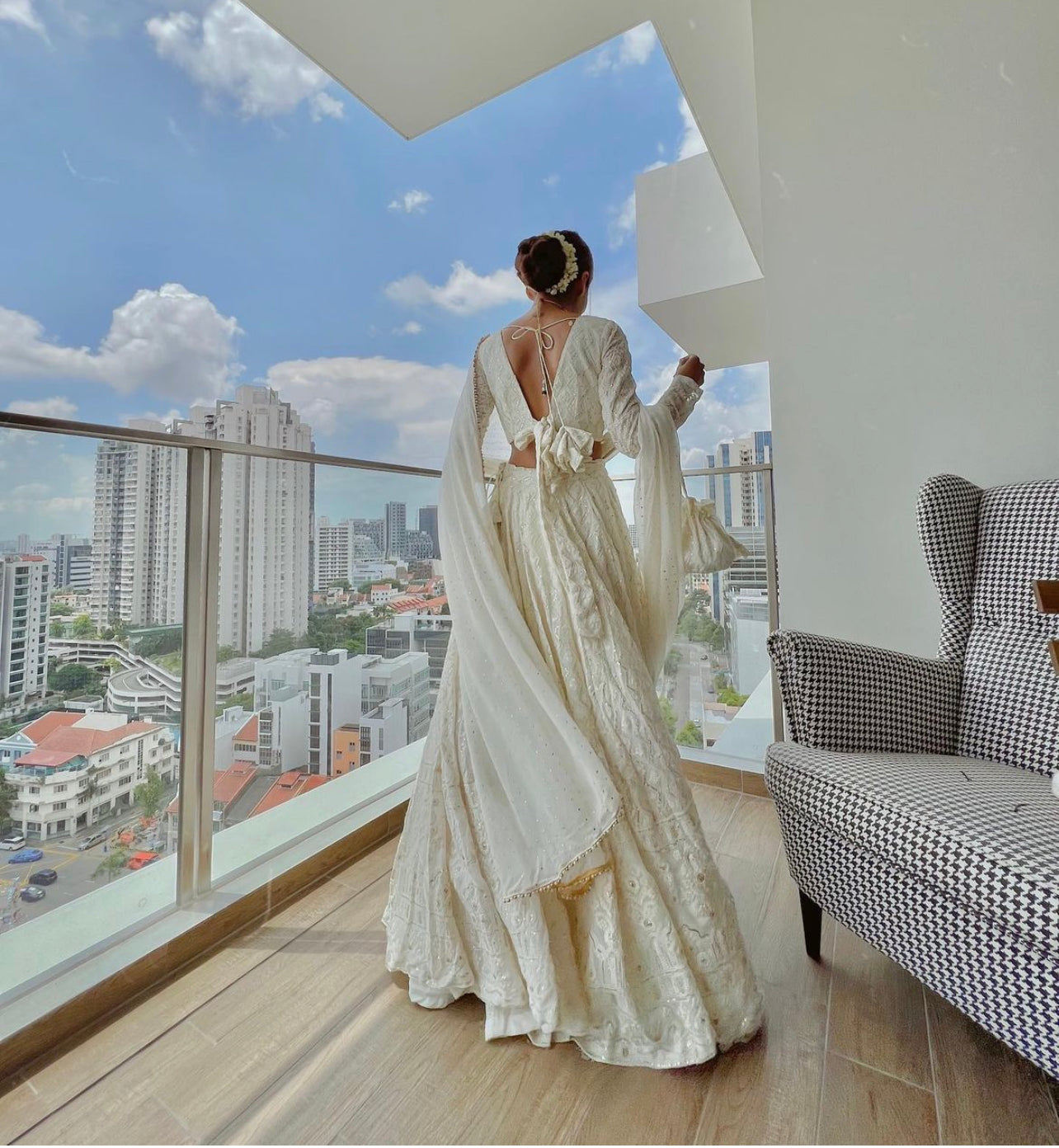 Wedding Wear White Georgette Base Lakhnavi Work Designer Lehenga Choli